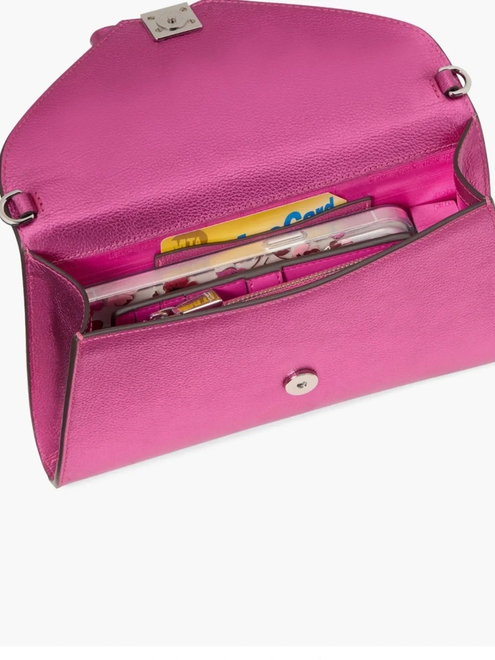 Kate Spade Morgan Bow Metallic Envelope Flap Crossbody and dust bag NWT